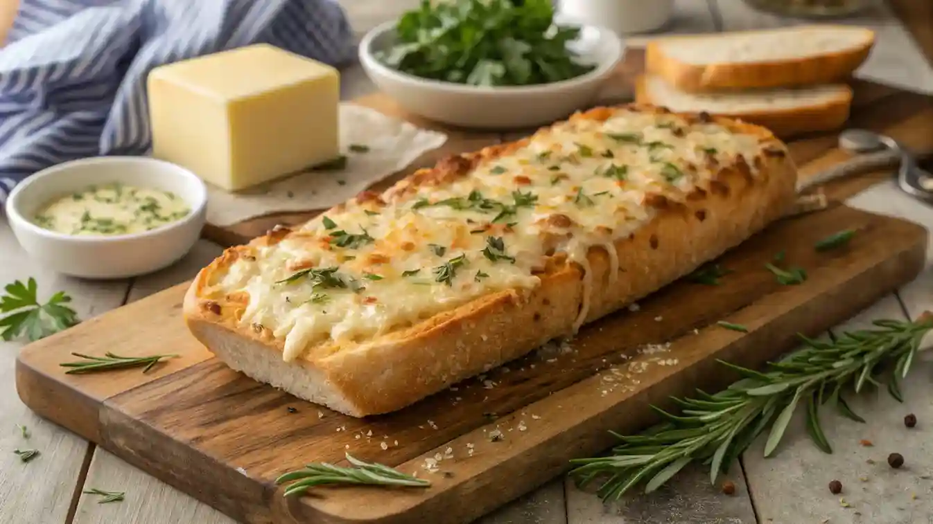 Golden-Brown Italian Herbs and Cheese Bread with Melted Cheese