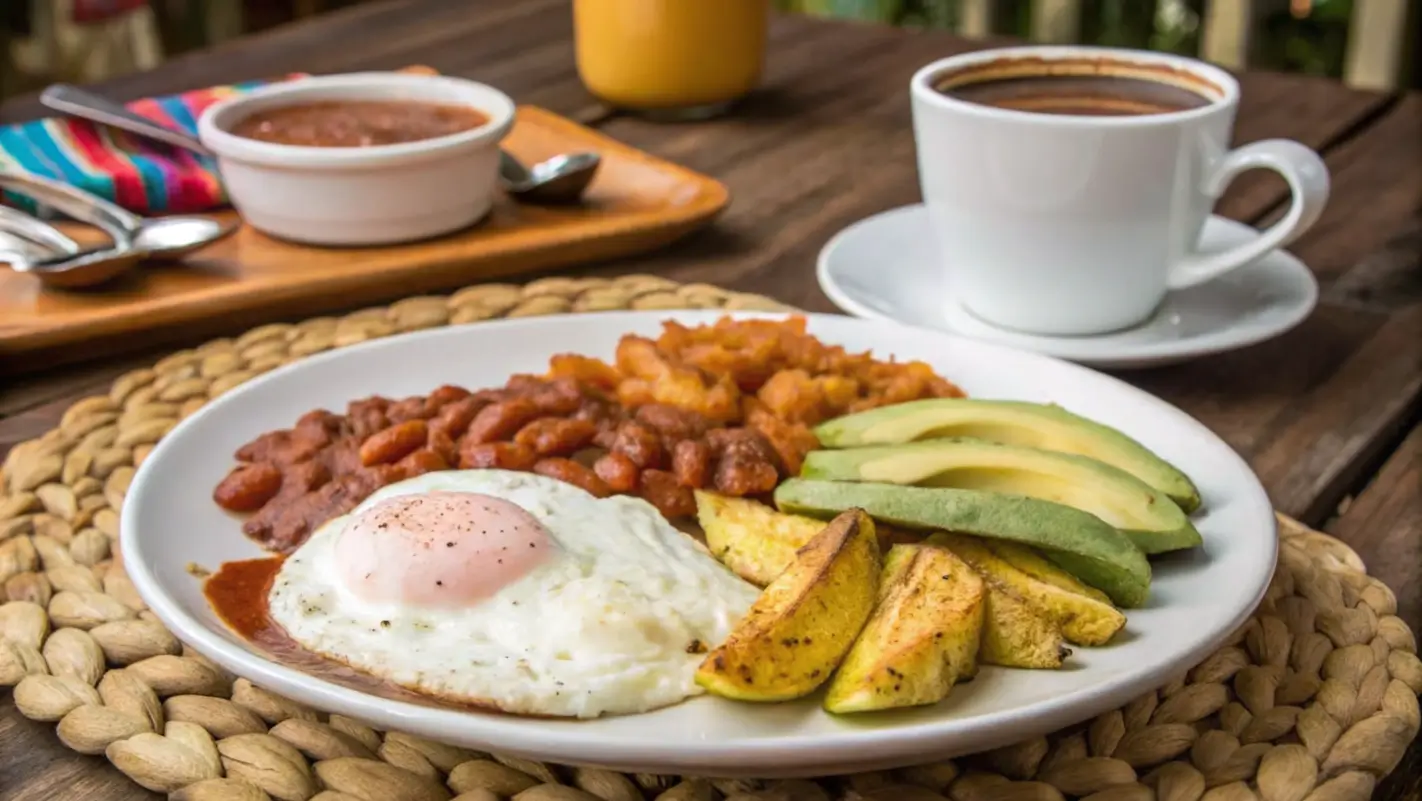 Hearty Colombian Breakfast Calentado Hot Chocolate